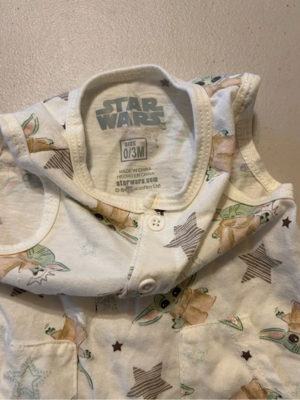 Star Wars Baby Grogu set/2 Rompers in Green and White 0/3M 0032S